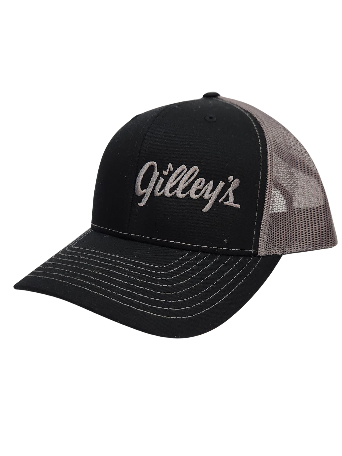 Gilley's Black & Silver Hat Embroidered with Snap Back