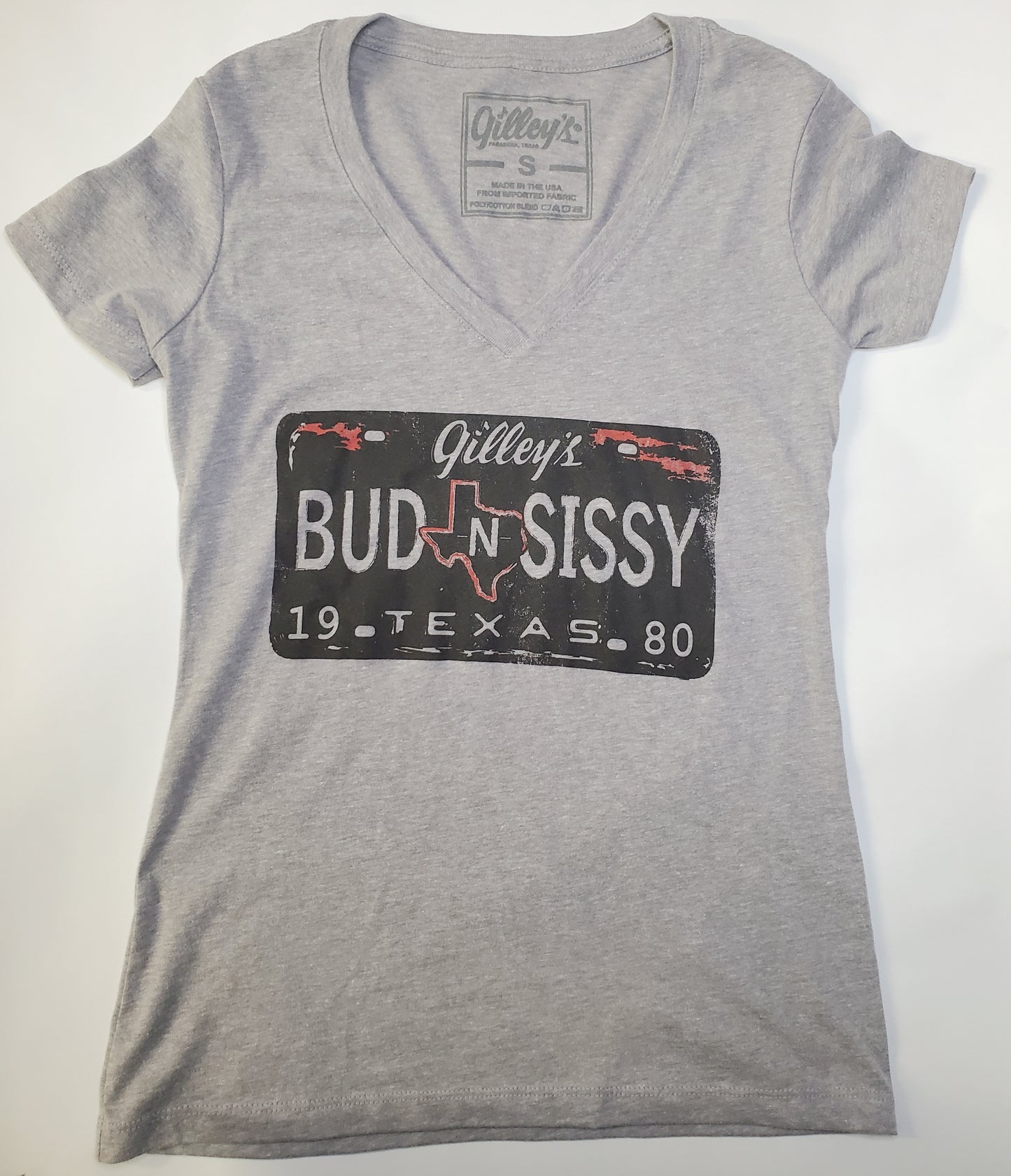 Gilley’s Bud N Sissy V-neck Tee – Ladies Fit