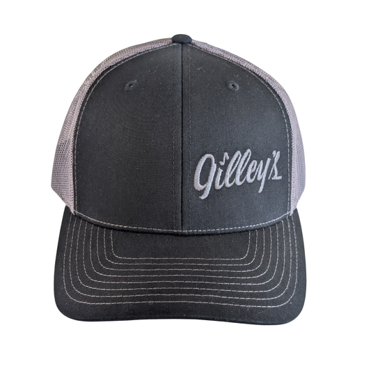 Gilley's Black & Silver Hat Embroidered with Snap Back