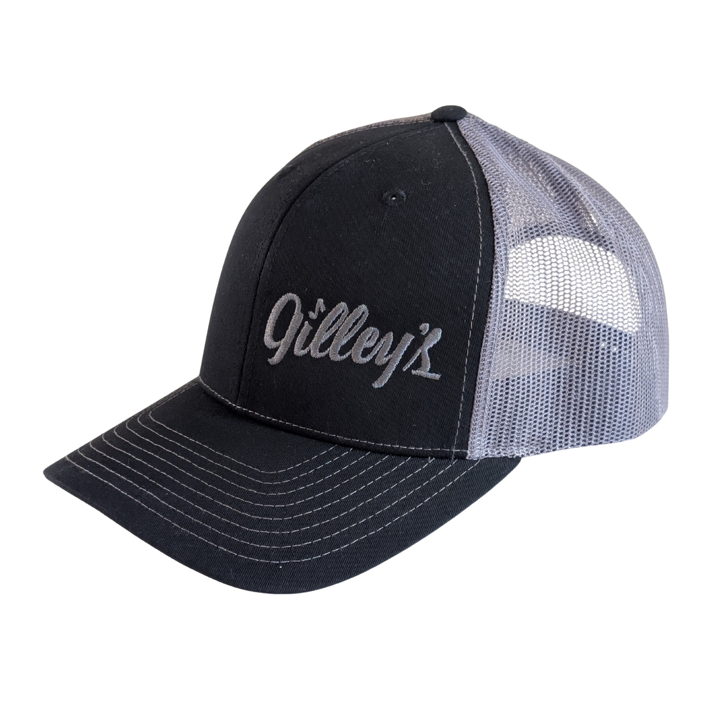 Gilley's Black & Silver Hat Embroidered with Snap Back