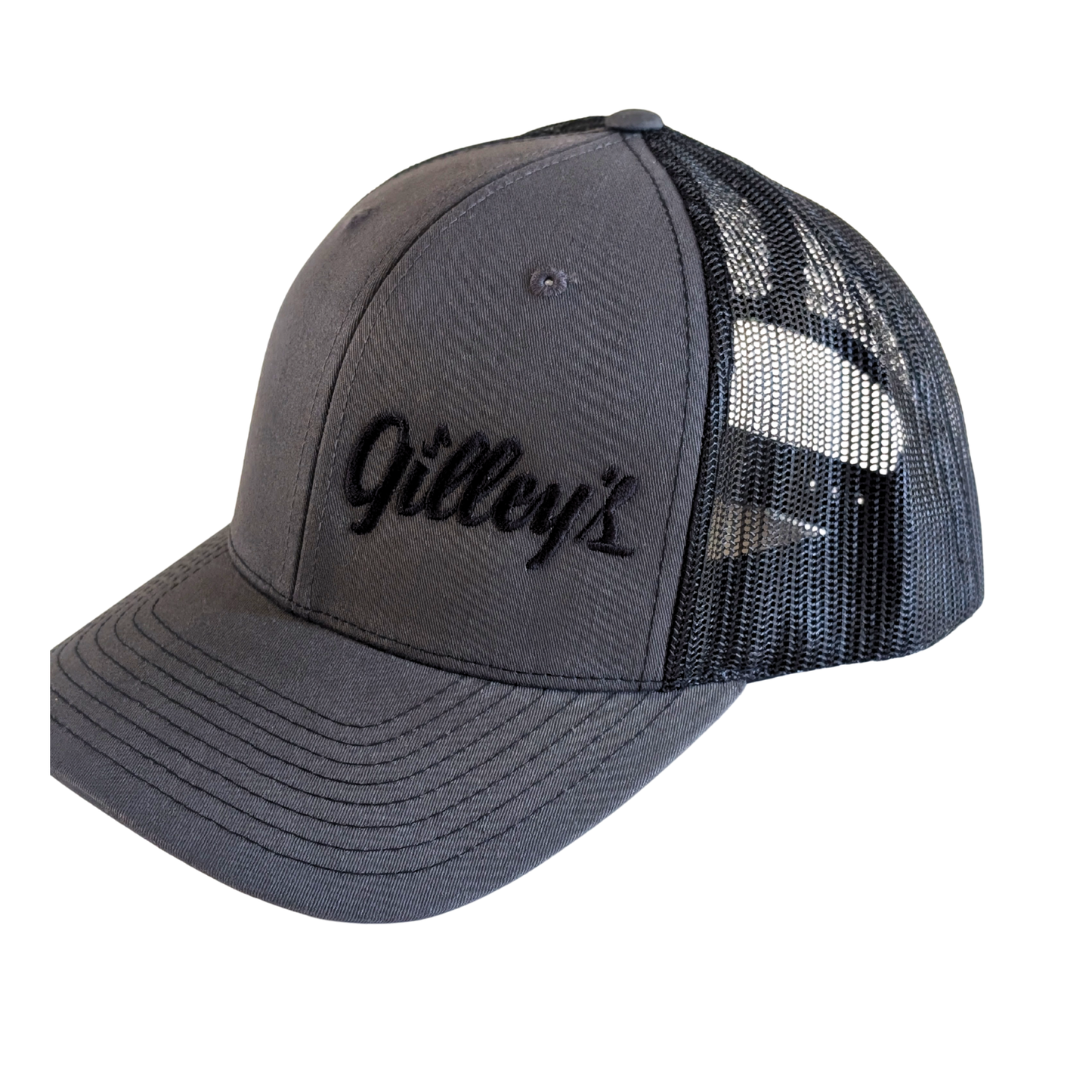 Gilley's Gray & Black Hat Embroidered with Snap Back
