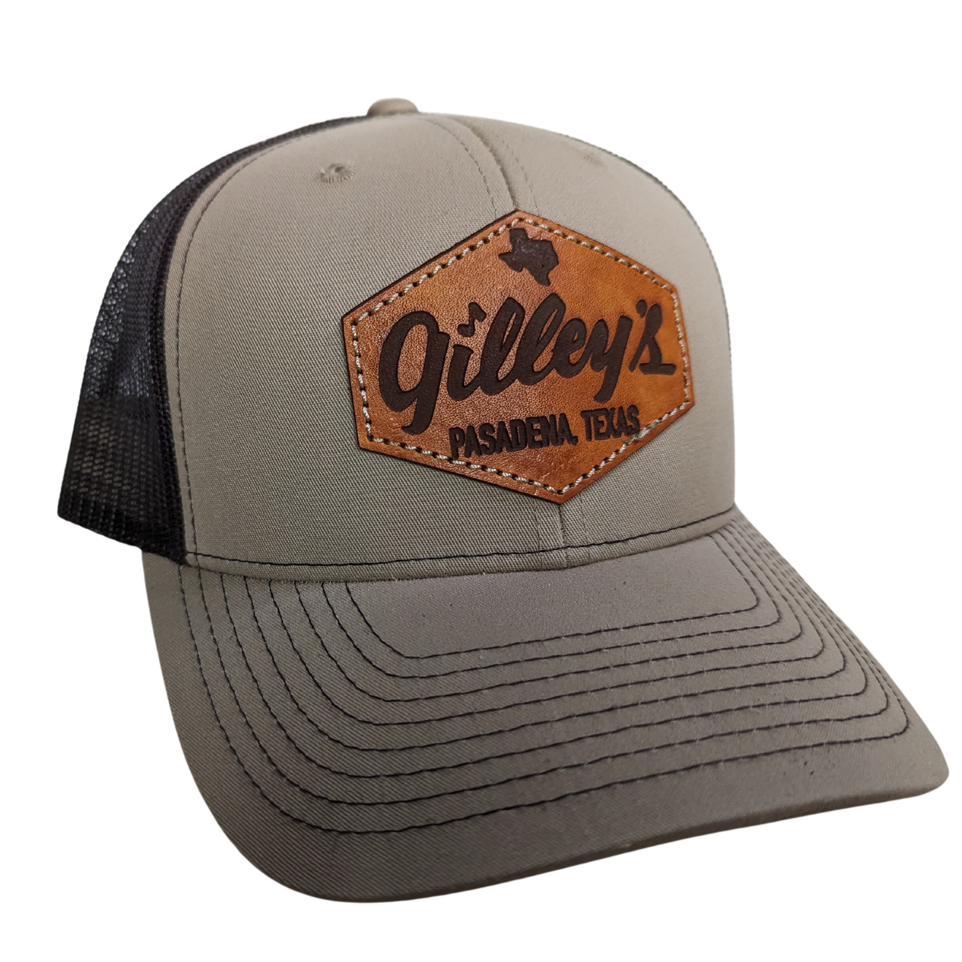 Gilley's Trucker Cap Leather Patch Khaki/Brown
